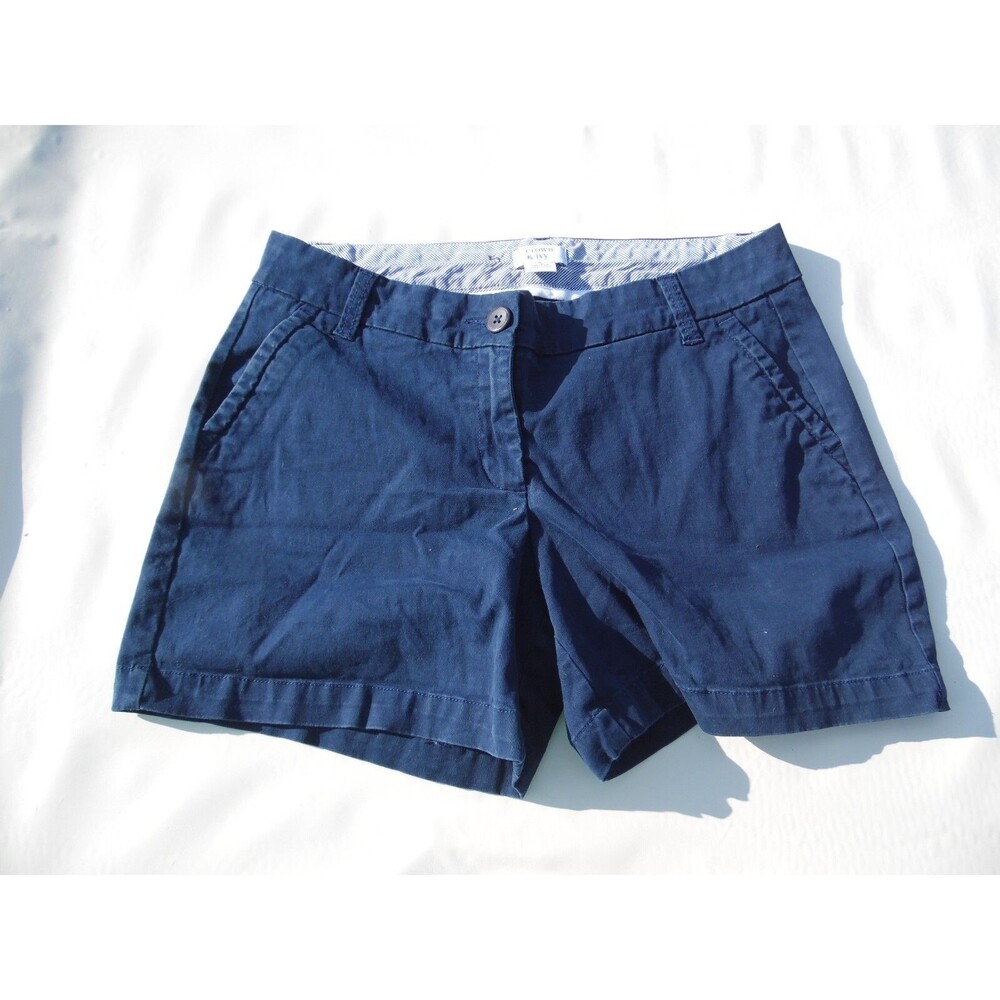 Crown & Ivy Caroline 5 Inseam Shorts Navy Blue Women's 4 Classic Fit